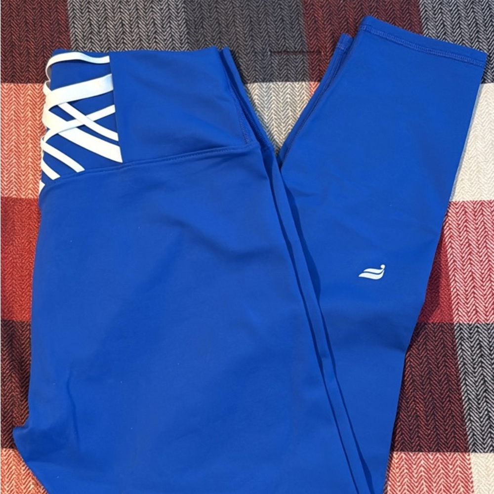 Fabletics Royal Blue Leggings with White Accents
